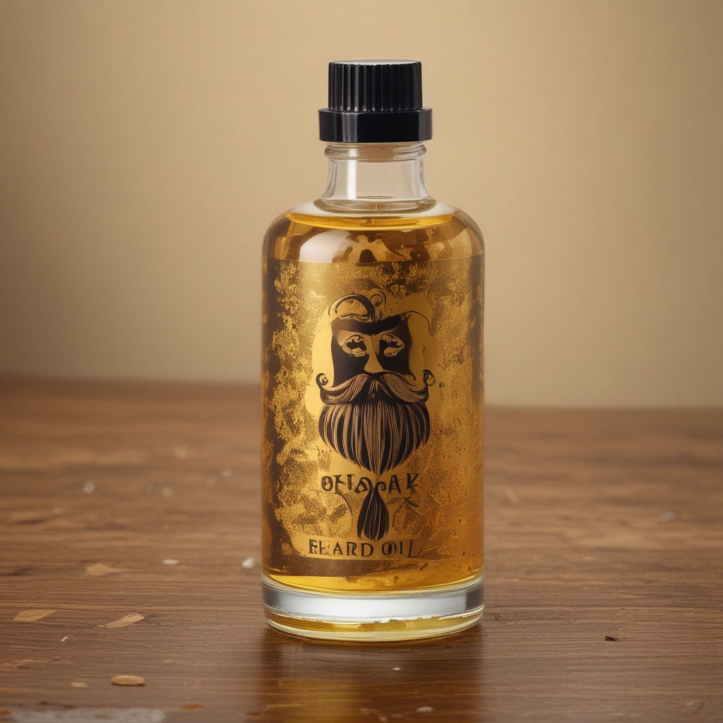 GoldenLink Beard Oil bottle with golden flakes